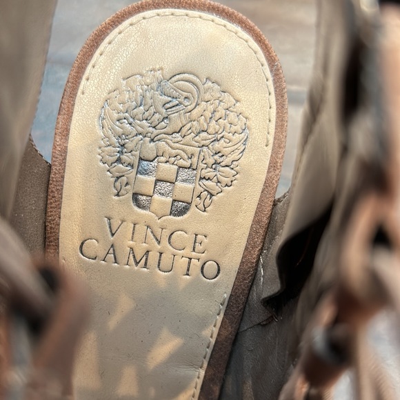 Stylish Vince Camuto Evel Caged Gladiator suede tan sandals. - Picture 2 of 10